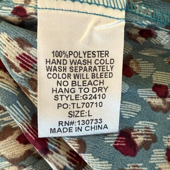 Umgee Teal Mix Long Sleeve Babydoll Dress, Size Large - Picture 9 of 9